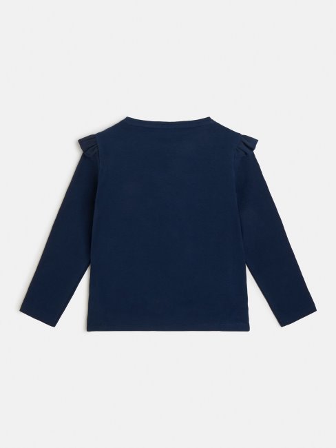 Tee Shirt Guess Mousseline Volants Bleu