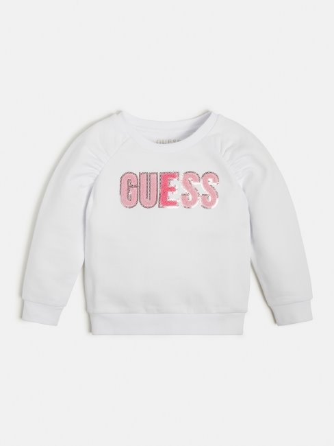 Guess Sweat Logo Sur Le Devant Blanc