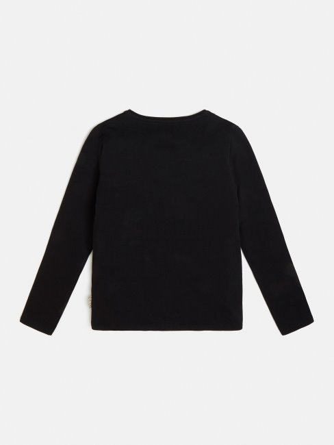 Tee Shirt Guess Logo Strass Noir