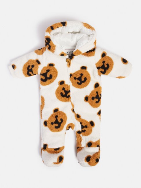 Barboteuse Matelassée En Fausse Fourrure Imprimé Guess All Over Noir