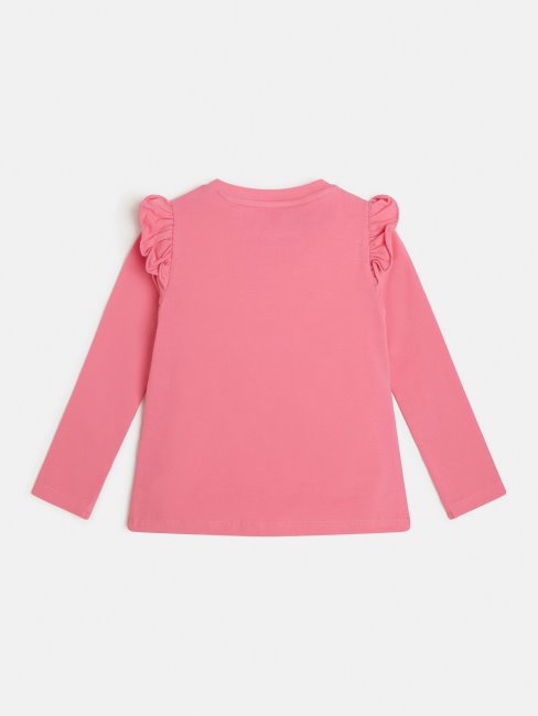 T-shirt à Volants Rose Guess