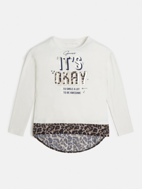 T-shirt Blanc Imprimé Animalier Guess