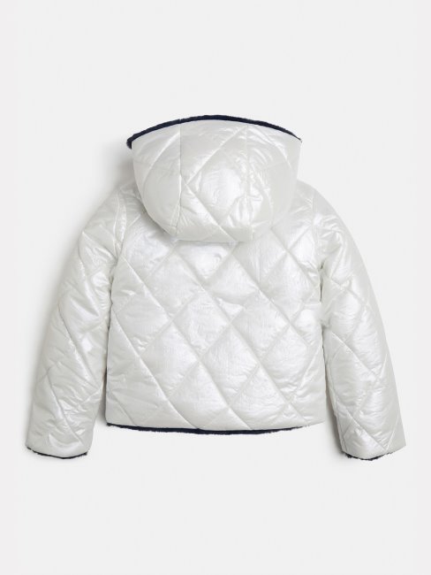 Doudoune Guess Blanche Réversible En Fausse Fourrure