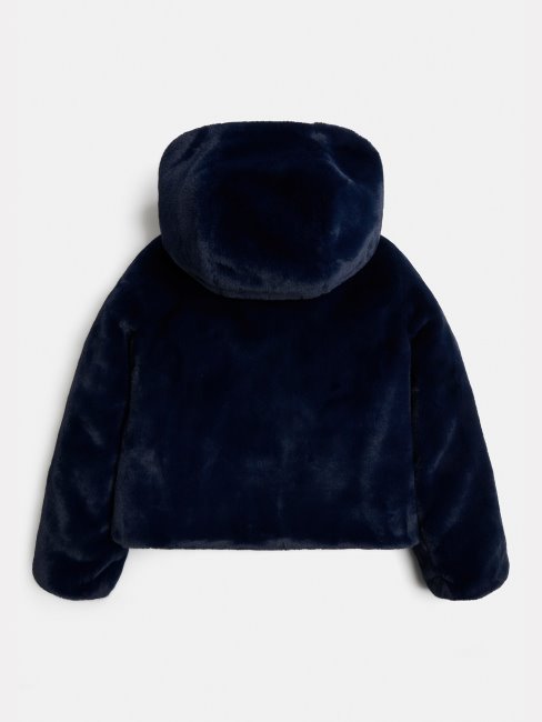 Doudoune Guess Blanche Réversible En Fausse Fourrure