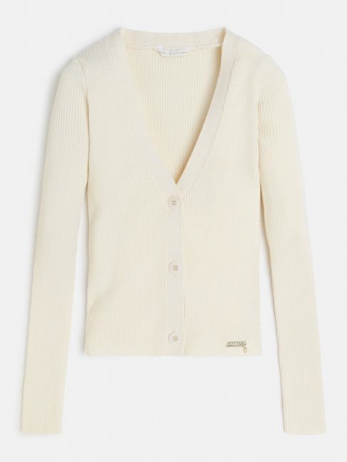 Guess Cardigan En Viscose Mélangée Crème