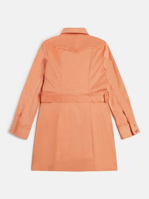 Robe Orange En Simili Daim Bouton Logo Guess