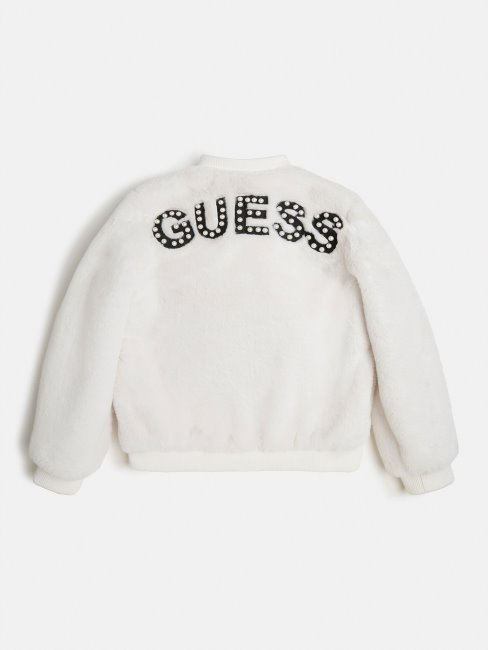 Guess Bombardier En Fausse Fourrure Blanche