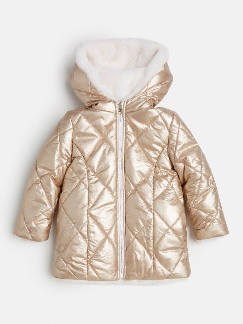 Guess Veste Réversible En Fausse Fourrure Or