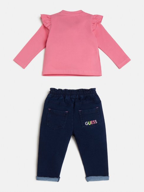 Ensemble T-shirt Et Pantalon Denim Rose Guess
