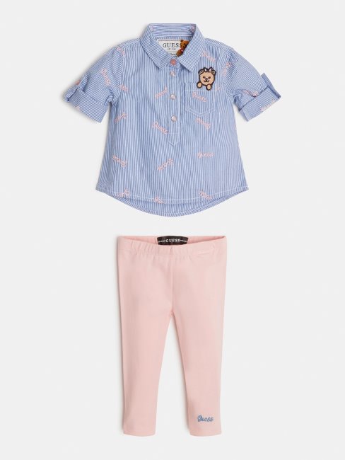 Guess Ensemble Chemise Et Pantalon Bleu Clair