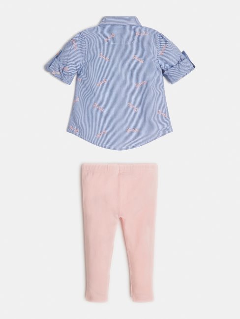 Guess Ensemble Chemise Et Pantalon Bleu Clair