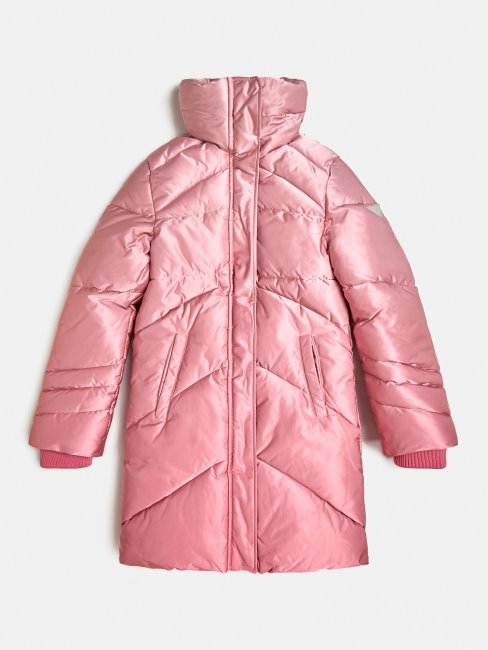 Longue Doudoune Rose Métallisée Guess