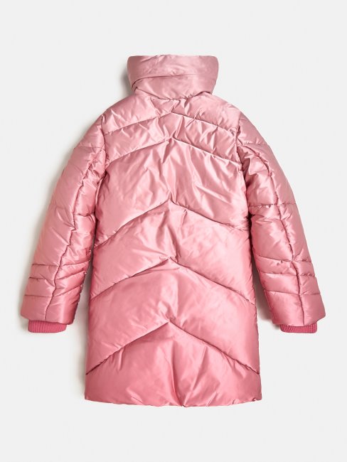 Longue Doudoune Rose Métallisée Guess