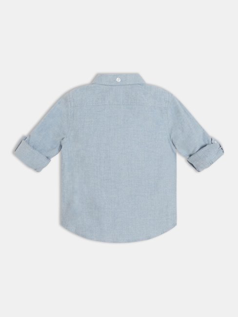 Chemise Bleue à Chevrons En Coton Guess