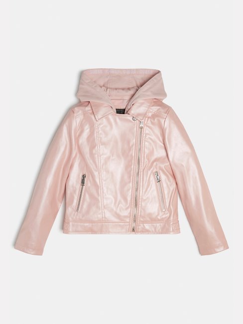Veste Biker à Capuche Rose Guess