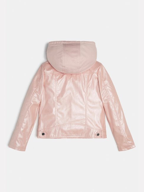 Veste Biker à Capuche Rose Guess