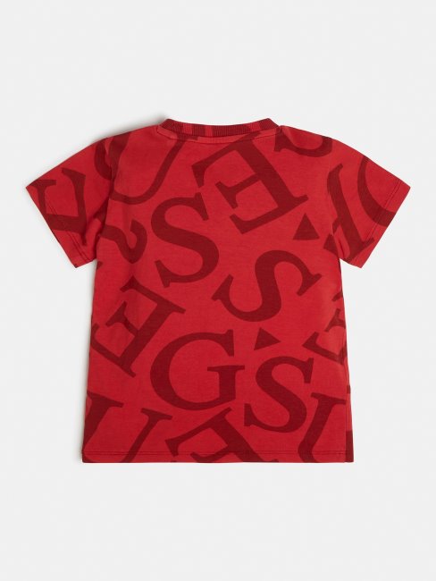 T-shirt Rouge Imprimé All Over Guess