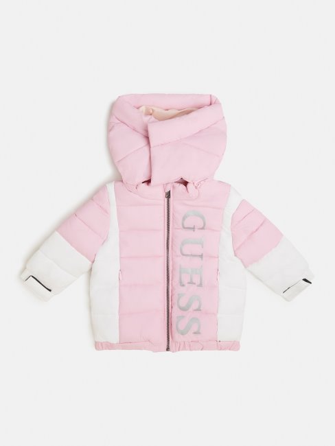 Guess Doudoune Logo Sur Le Devant Rose