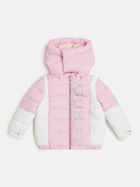 Guess Doudoune Logo Sur Le Devant Rose