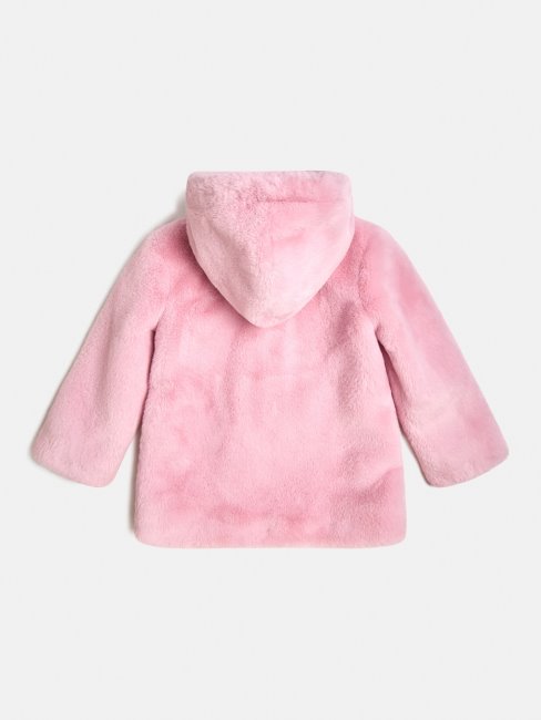 Veste Fausse Fourrure à Capuche Rose Guess