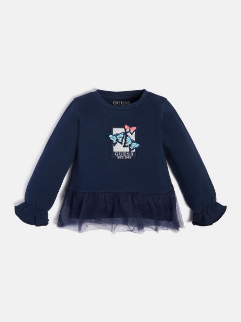 Sweat Bleu à Volants Guess