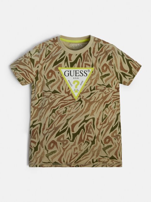 T-shirt Imprimé Guess All Over Vert Multi