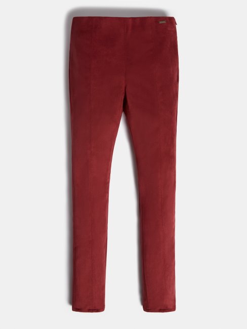 Legging En Simili Daim Rouge Guess