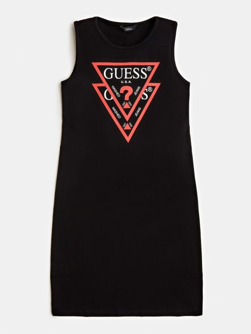 Robe Guess Noire Avec Logo Imprimé Sur Le Devant