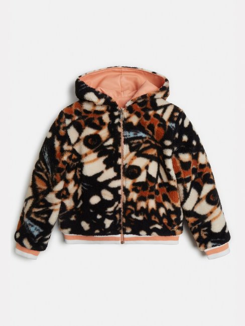 Bomber Réversible Fausse Fourrure Motif Multicolore Guess