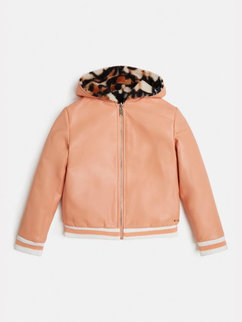 Bomber Réversible Fausse Fourrure Motif Multicolore Guess