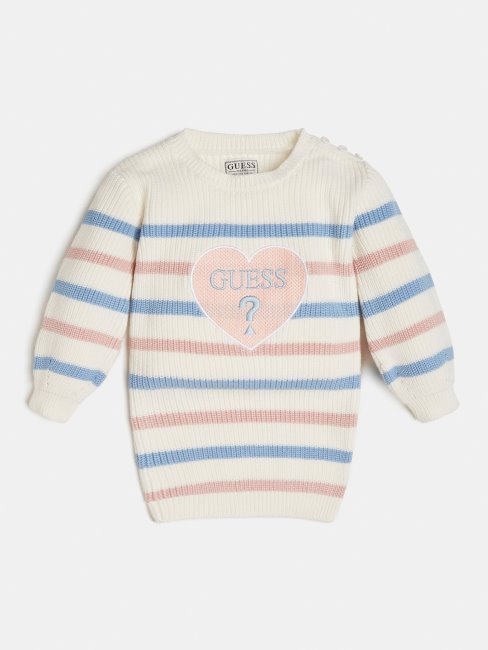 Guess Robe Blanche à Rayures Multiples