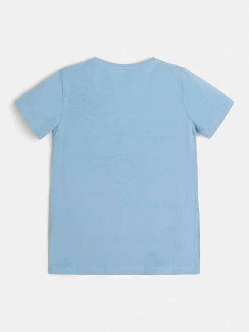 Tee Shirt Guess Bleu Clair Avec Logo Sur Le Devant