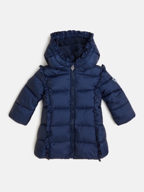 Doudoune Longue à Capuche à Volants Guess Bleu