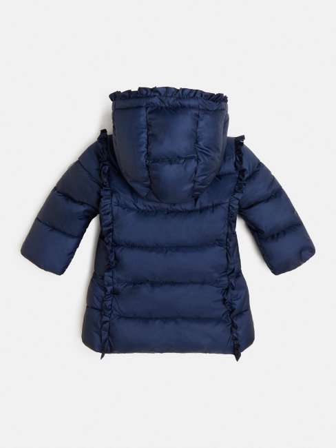 Doudoune Longue à Capuche à Volants Guess Bleu