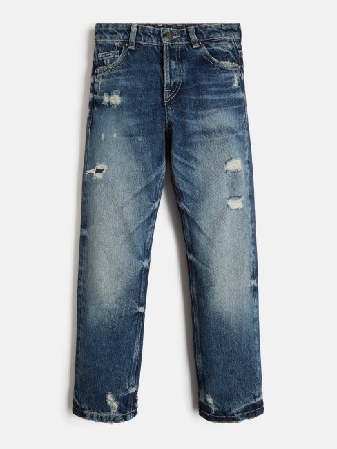Pantalon Denim Destroy Coupe Oversize Bleu Guess