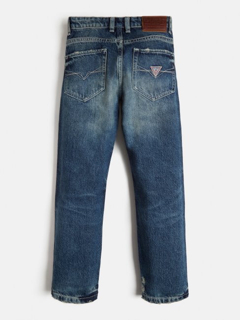 Pantalon Denim Destroy Coupe Oversize Bleu Guess