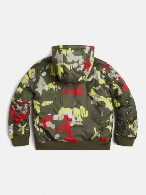 Doudoune Réversible à Capuche Vert Multi Guess