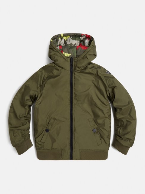 Doudoune Réversible à Capuche Vert Multi Guess