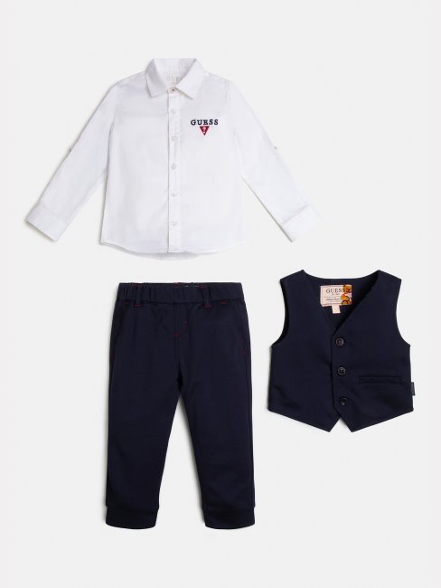 Ensemble Bleu Veste Pantalon Chemise Avec Logo Sur Le Devant