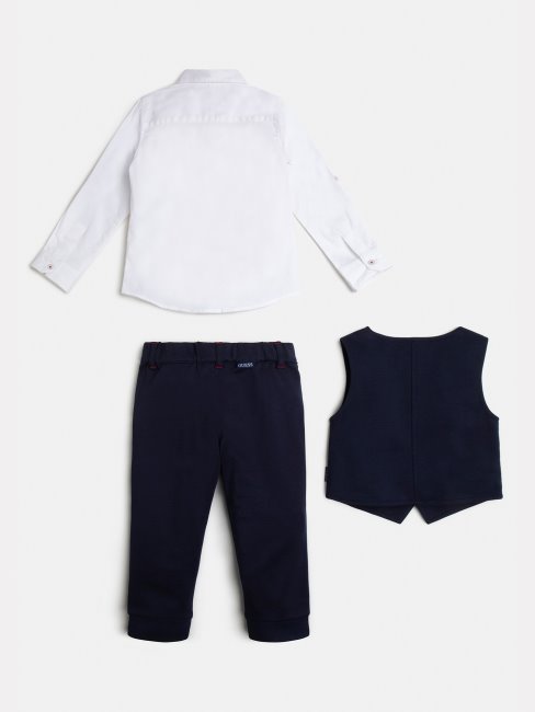 Ensemble Bleu Veste Pantalon Chemise Avec Logo Sur Le Devant