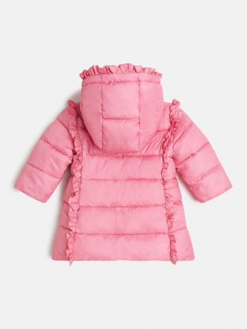 Guess Longue Doudoune à Capuche Rose