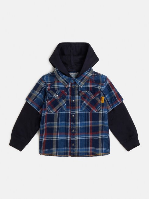 Chemise à Capuche à Carreaux Rouges