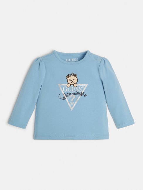 T-shirt Bleu Clair Imprimé Sur Le Devant Guess