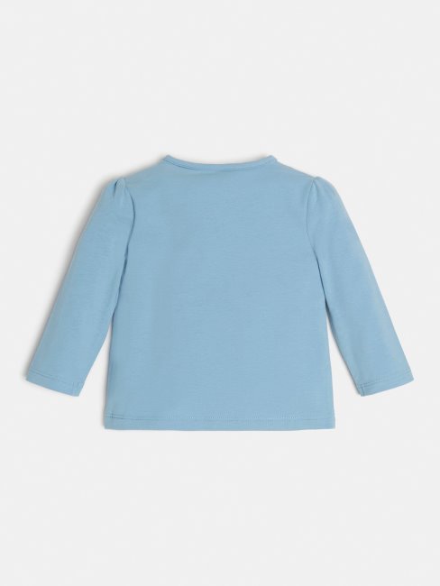 T-shirt Bleu Clair Imprimé Sur Le Devant Guess