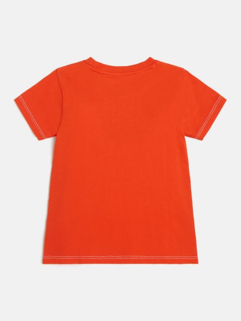 Tee Shirt Guess Orange à Logo Sur Le Devant