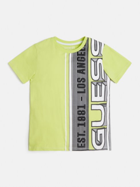Tee Shirt Guess Vert à Logo Sur Le Devant