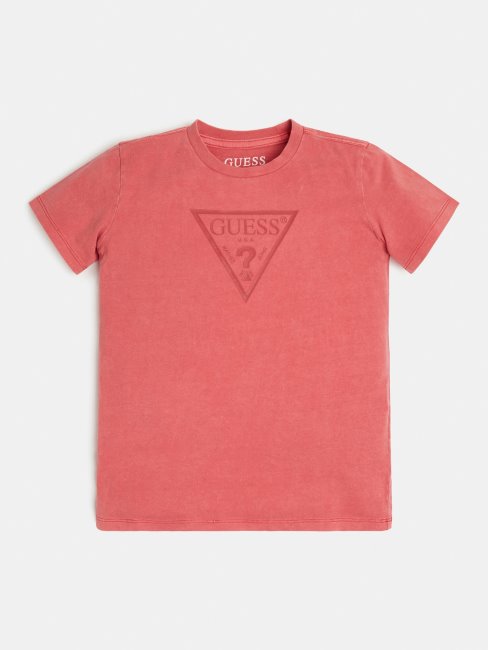 T-shirt Guess Rouge à Logo Triangulaire Sur Le Devant
