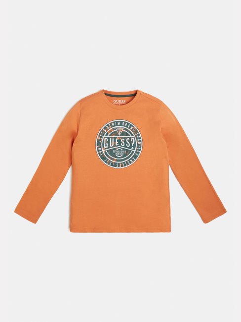 T-shirt Orange à Imprimé Devant