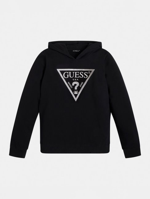 Sweat Noir à Capuche Et Logo Triangle Foil Guess