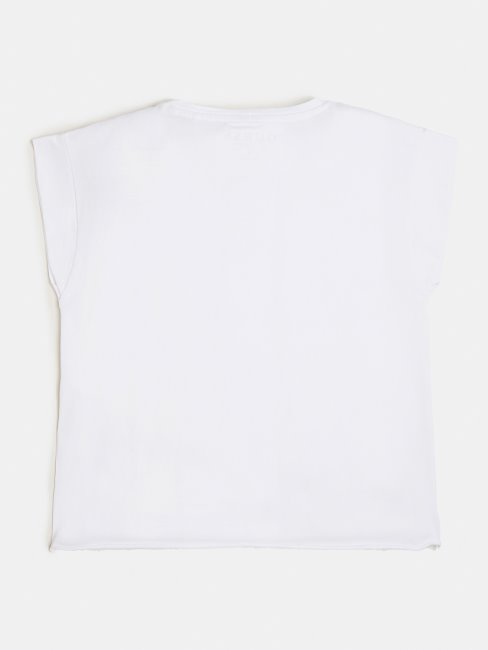 Tee Shirt Guess Blanc Logo Triangle Nouvelle Tendance